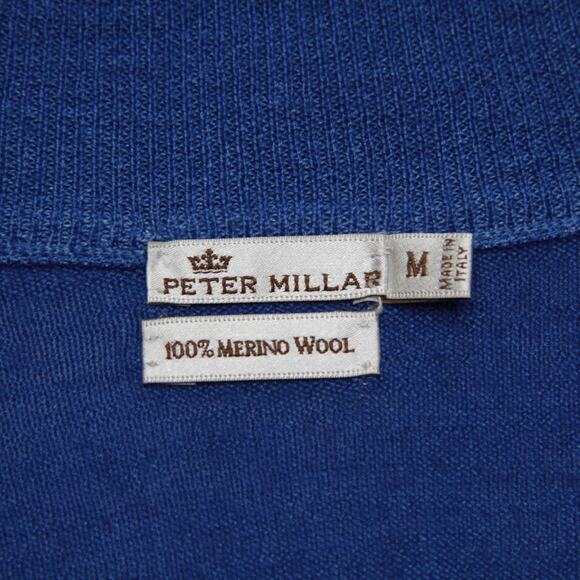 Peter Millar Merino Wool Quarter Zip Sweater Pullover Royal Blue Italy Mens Sz M - Picture 6 of 6